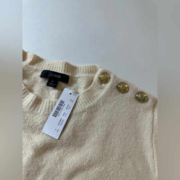 NWT J.Crew Crewneck Sweater with Shoulder Buttons Size Large - Picture 4 of 8